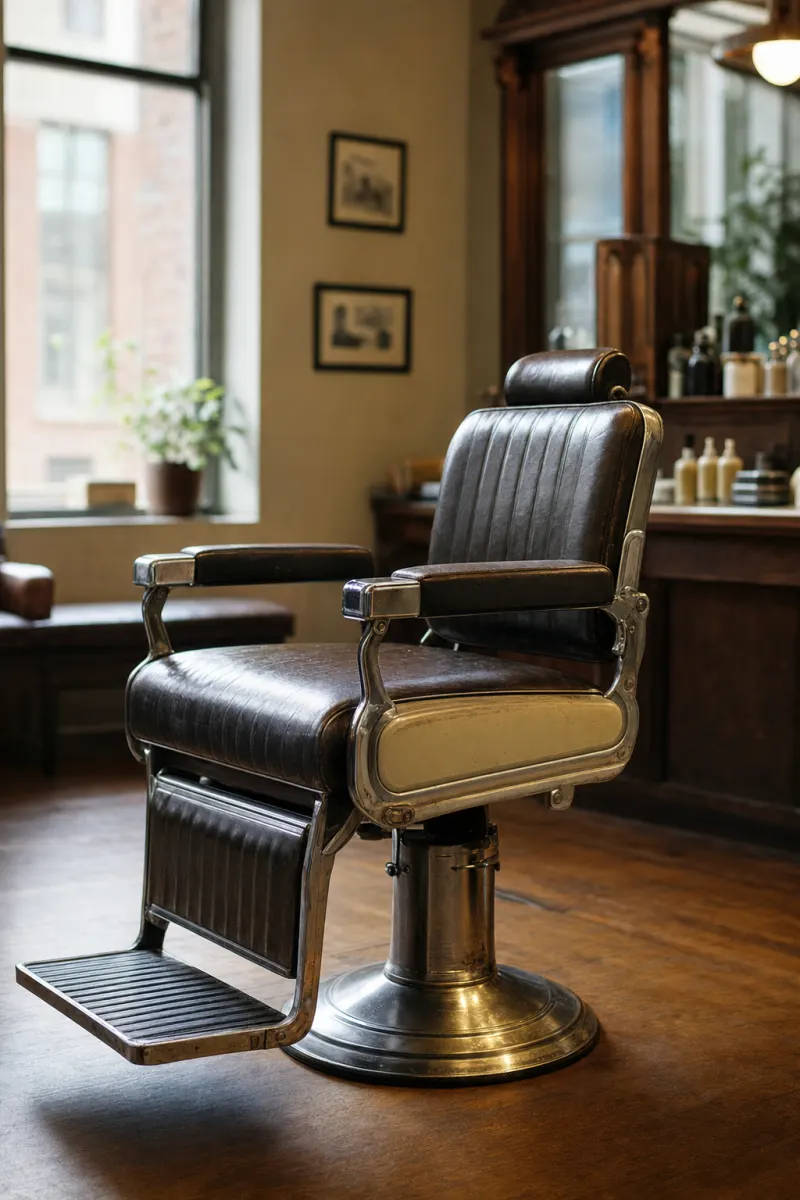 Vintage barber chair in window light
