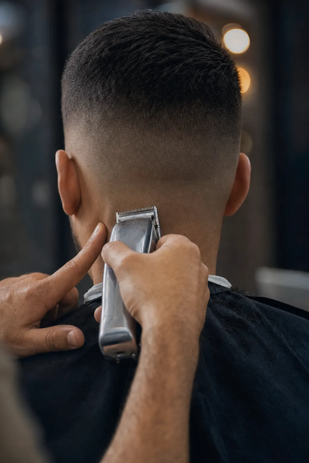 Clipper fade being cut