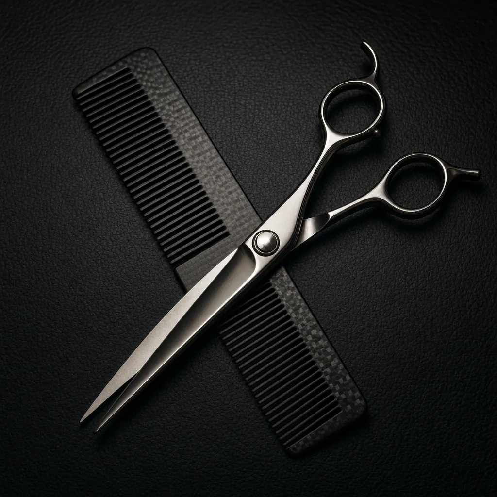 Barber scissors and comb